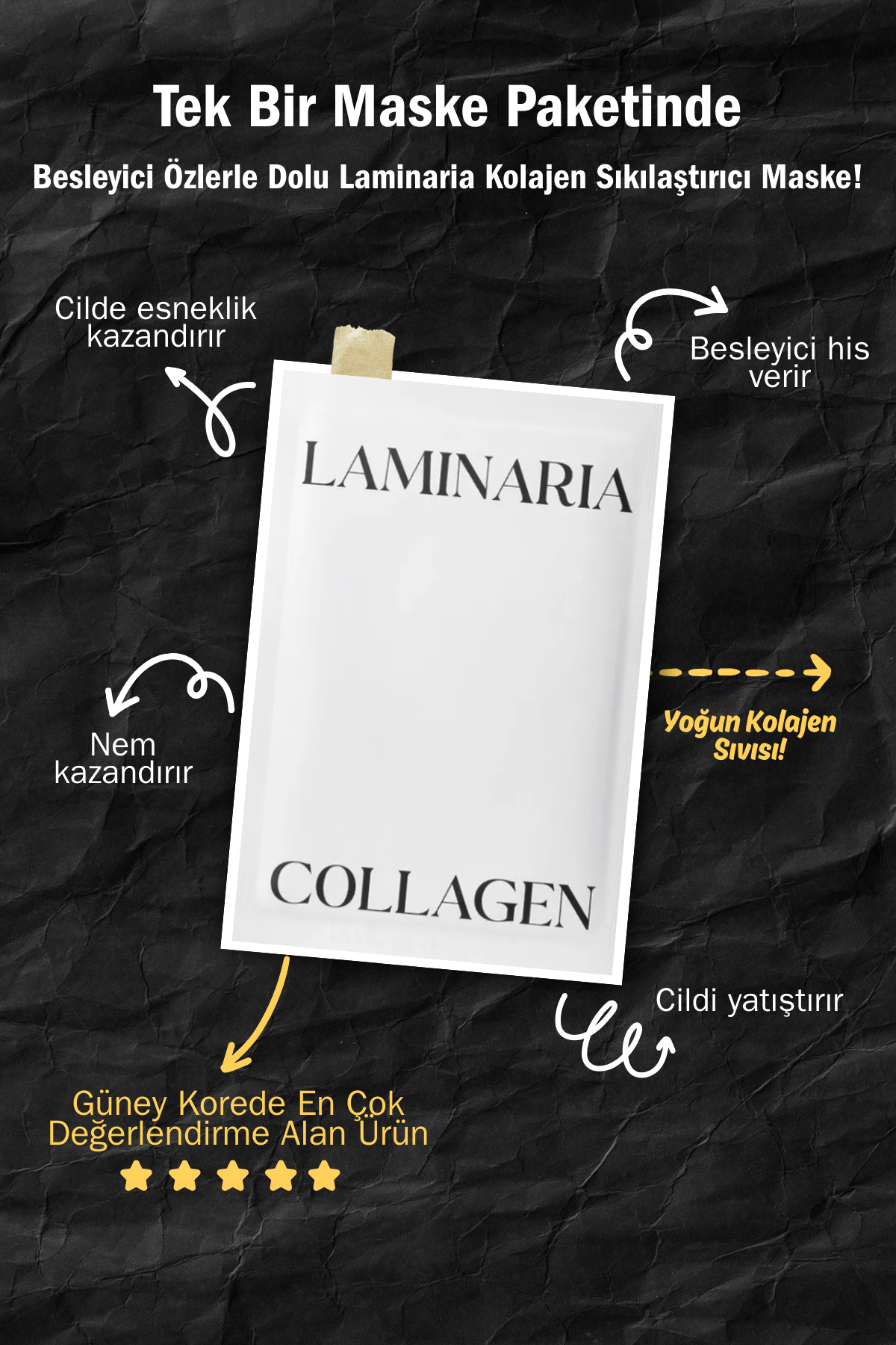 Kolajen ve Aljinik Asit Etkisi ile Yaşlılık Karşıtı LAMINARIA Kolajenli Kore Kağıt Yüz Maskesi
