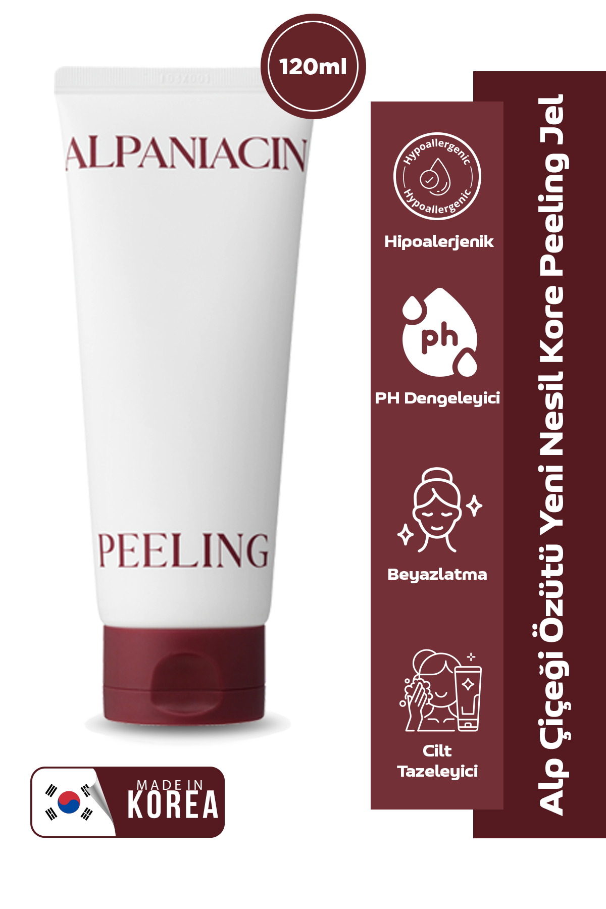 Cilt Tonu Dengeleyici, Derinlemesine Temizleyici ve Cilt Tazeleyici Alp Çiçeği Özütü Yeni Nesil Kore Peeling Jel 120ml