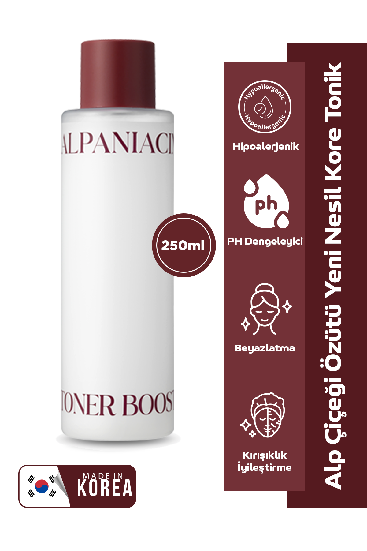 Beyazlatıcı, Nemlendirici ve Canlandırıcı Alp Çiçeği Özütü Yeni Nesil Kore Tonik 250ml